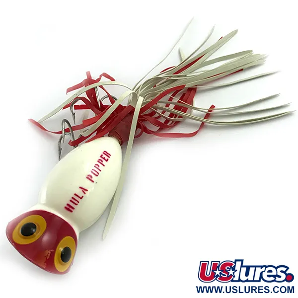 Fred Arbogast Hula Popper Señuelo Superficie, Rojo / Blanco, 14g, #5859