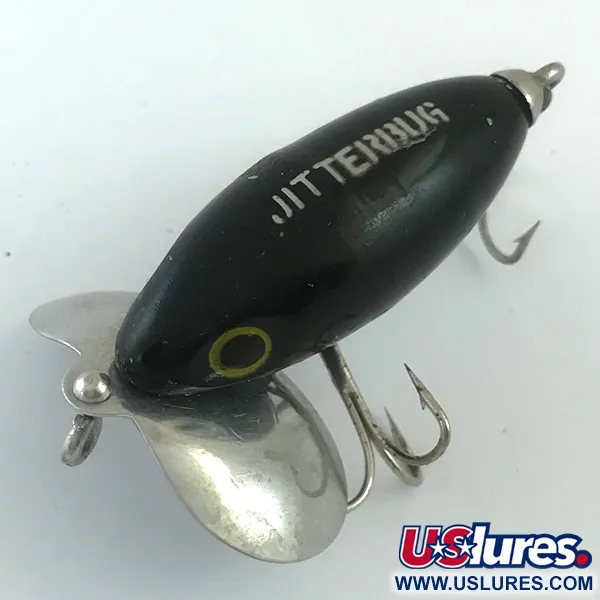 Fred Arbogast Jitterbug Señuelo Superficie, Negro, 7g, Vintage, #5880
