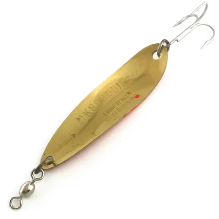 Luhr Jensen Krocodile Cucharilla, Oro martilleado/Rojo, 23g, UV, #5954