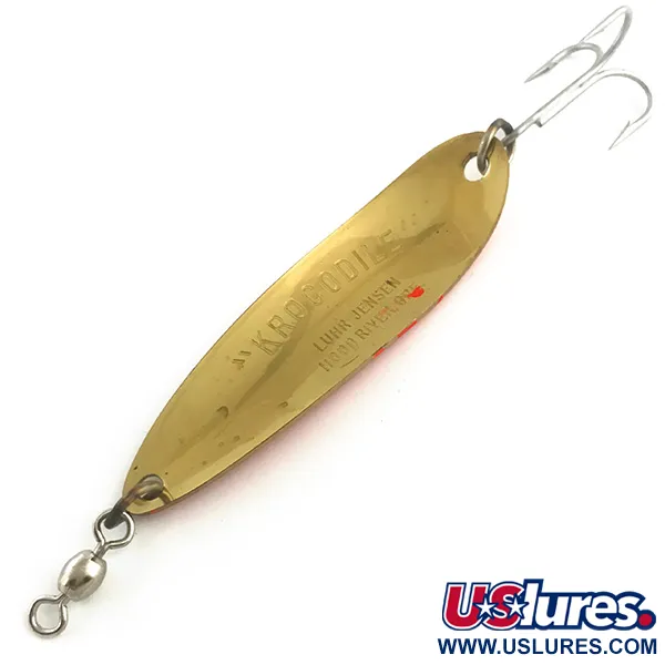 Luhr Jensen Krocodile Cucharilla, Oro martilleado/Rojo, 23g, UV, #5954