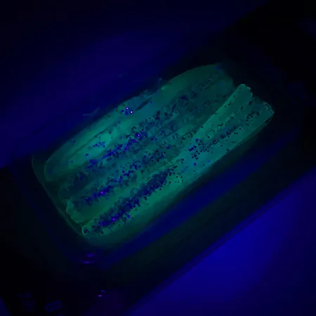 Johnson Crappie Buster Shad Tubes UV vinilo, Blue/Green/Glitter, #6021