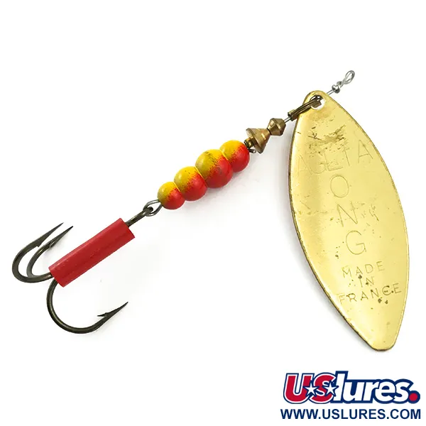 Mepps Aglia Long 2 Cucharilla, Oro/Naranja, 7.4g, Hoja sauce, #6025