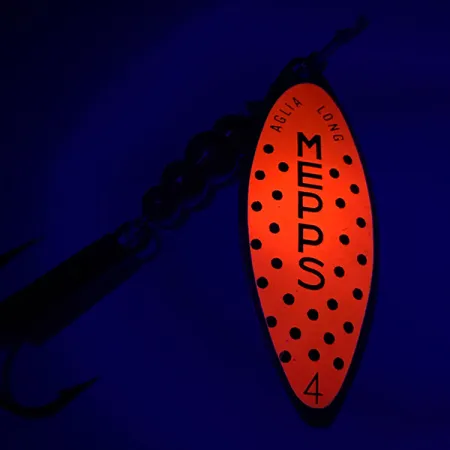 Mepps Aglia Long 2 Cucharilla, Oro/Naranja, 7.4g, Hoja sauce, #6025