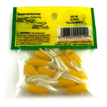 Creme Mini Tail Vinilo, Amarillo / Blanco, 4,5cm, Jigging, #6050