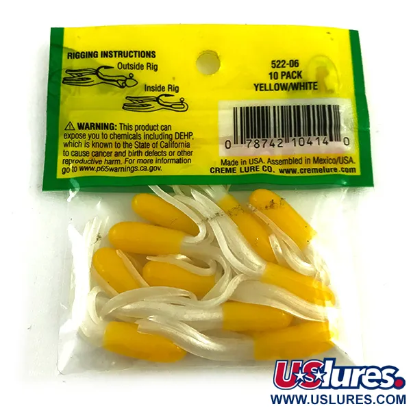 Creme Mini Tail Vinilo, Amarillo / Blanco, 4,5cm, Jigging, #6050