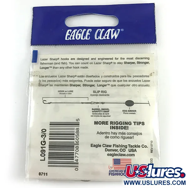 Eagle Claw #3/0 Jig Hooks, Negro, Talla 3/0, Tija Offset, #6160