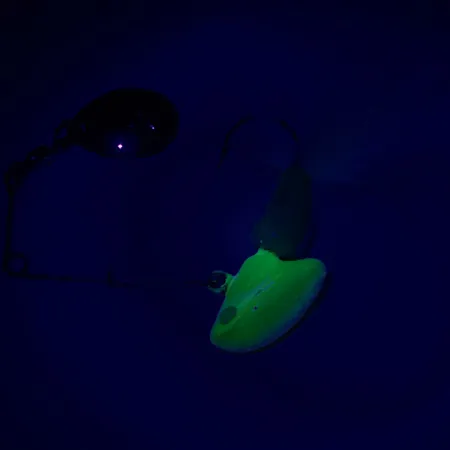 Johnson Beetle Spin Spinnerbait, Níquel/Amarillo/Blanco, 11g, UV Glow, #6292