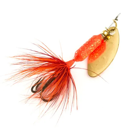 Yakima Bait Worden’s Original Rooster Tail UV Cucharilla, Gold/Orange UV Glow, 1.77g, UV-activo, #6407