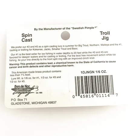 Bay de Noc Do-Jigger Cucharilla, Níquel / Verde, 5g, Anilla Abierta, #6422