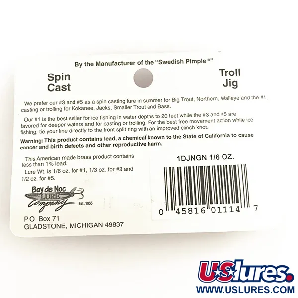 Bay de Noc Do-Jigger Cucharilla, Níquel / Verde, 5g, Anilla Abierta, #6422