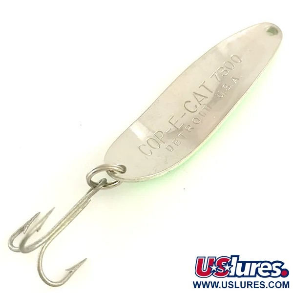 Dardevle Cop-E-Cat 7300 Glow Cucharilla, Blanco/Verde, 10g, UV, #6467