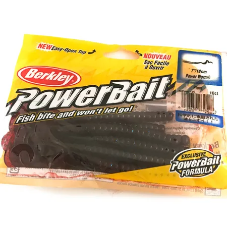 Berkley Power Worm vinilo, Rojo Oscuro/Purpurina Azul, 18cm, #6487