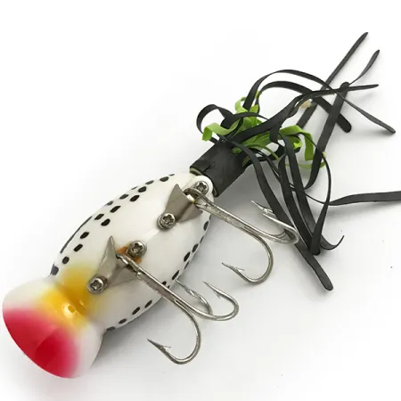 Fred Arbogast Hula Popper, White Tiger / Rojo, 10g, Falda Hula, #6617