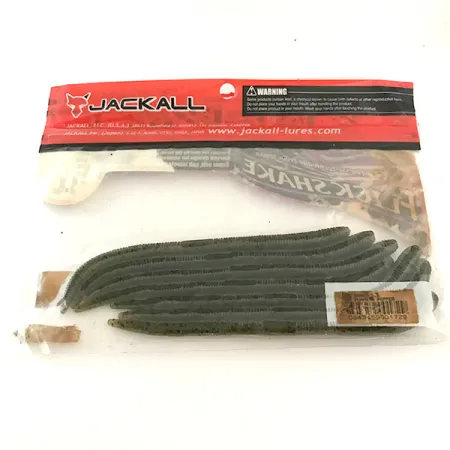 Jackall Flick Shake Worm vinilo, Green Pumpkin Pepper, 14cm, #6679