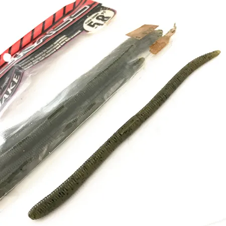 Jackall Flick Shake Worm vinilo, Green Pumpkin Pepper, 14cm, #6679