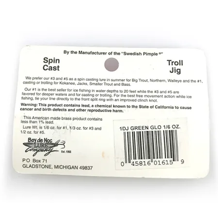 Bay de Noc Do-Jigger 1 Cucharilla, White/Green Glow, 5g, Brillo, #6736