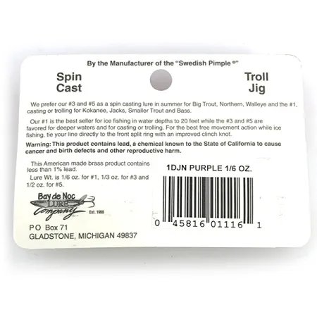 Bay de Noc Do-Jigger 1 Cucharilla, Níquel/Púrpura, 4,7g, Aletas, #6777