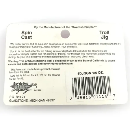 Bay de Noc Do-Jigger 1 Cucharilla, Níquel/Verde/Rojo/Amarillo, 4,7g, #1DJNGN