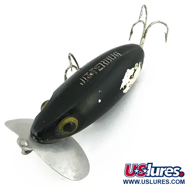 Fred Arbogast Jitterbug Señuelo Superficie, Negro, 14g, Pala Metal, #6857