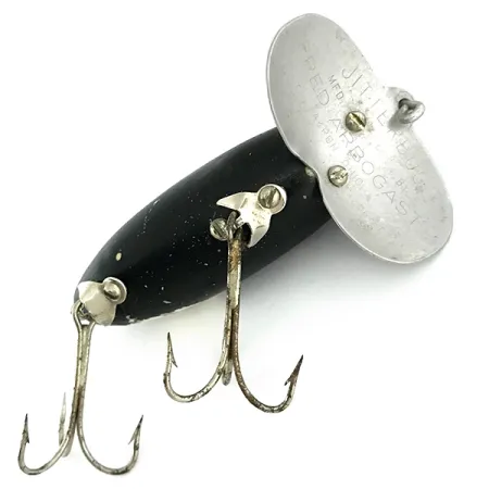 Fred Arbogast Jitterbug Señuelo Superficie, Negro, 14g, Pala Metal, #6857