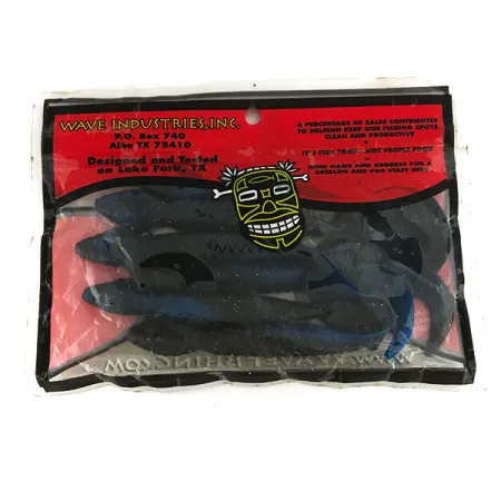 Wave Worms vinilos, Negro / Purpurina Azul, 13 cm, cola de hoz, #6959