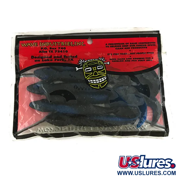 Wave Worms vinilos, Negro / Purpurina Azul, 13 cm, cola de hoz, #6959