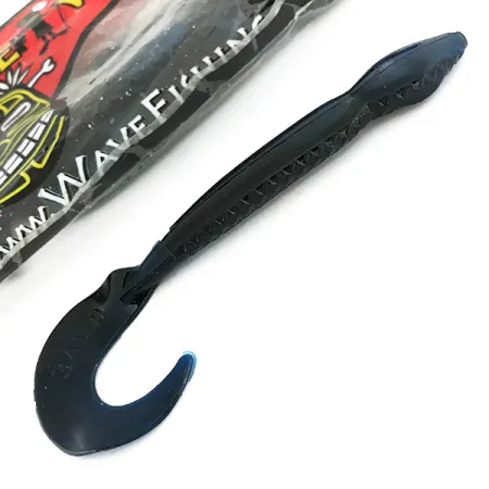 Wave Worms vinilos, Negro / Purpurina Azul, 13 cm, cola de hoz, #6959