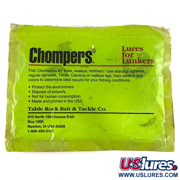 Chompers Single Tail Grub 8pcs Vinilo, Chartreuse Pepper, #7088