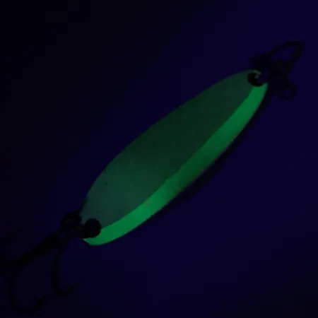 Luhr Jensen Krocodile Die #3 Glow Cucharilla, Blanco/Verde, 14g, #7410