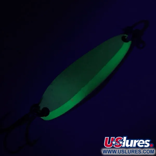Luhr Jensen Krocodile Die #3 Glow Cucharilla, Blanco/Verde, 14g, #7410