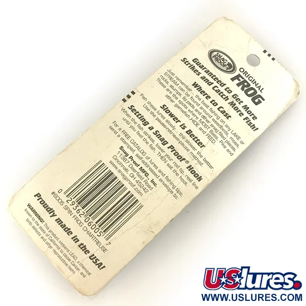 Snag Proof Original Frog Señuelo Superficie, Chartreuse, 14g, #7458