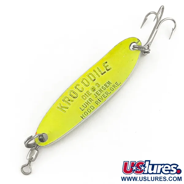 Luhr Jensen Krocodile Die #3 UV Cucharilla, Chartreuse, 10g, UV, #7468