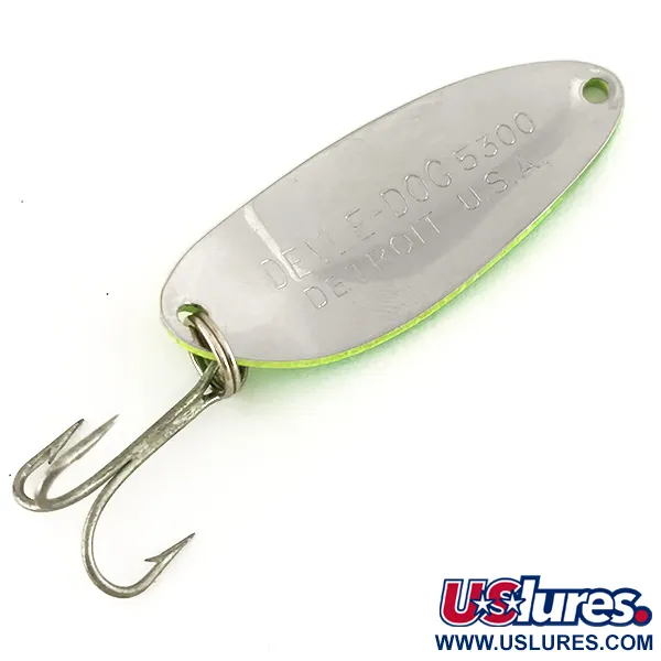 Eppinger Dardevle Devle Dog 5300 UV Cucharilla, Amarillo/Verde/Níquel, 10g, #7636