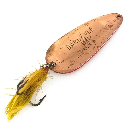 Eppinger Dardevle Imp Cuchara, Rojo / Blanco / Cobre, 11g, Plumas, #7790