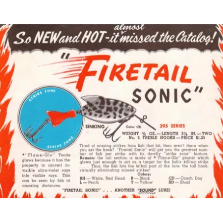 Heddon FIRETAIL SONIC #395 Señuelo, WHITE COACHDOG, 10g, #7840