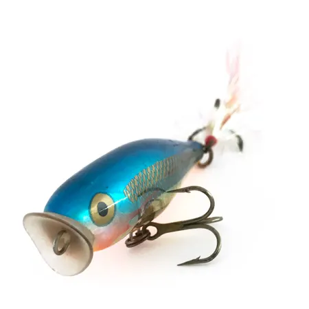 Rapala Skitter Pop Popper, Azul-Oro, 7g, Triple con Plumas, #8058