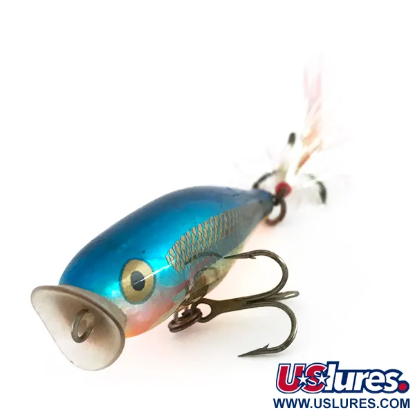 Rapala Skitter Pop Popper, Azul-Oro, 7g, Triple con Plumas, #8058