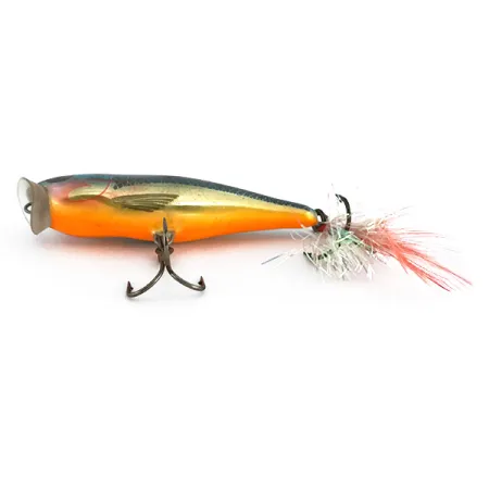 Rapala Skitter Pop Popper, Azul-Oro, 7g, Triple con Plumas, #8058