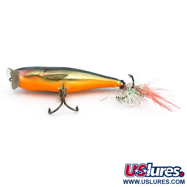 Rapala Skitter Pop Popper, Azul-Oro, 7g, Triple con Plumas, #8058