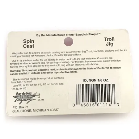 Bay de Noc Do-Jigger Cucharilla, Níquel / Verde, 5g, Latón, #8779