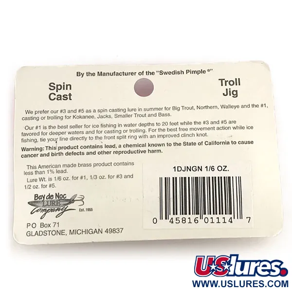 Bay de Noc Do-Jigger Cucharilla, Níquel / Verde, 5g, Latón, #8779