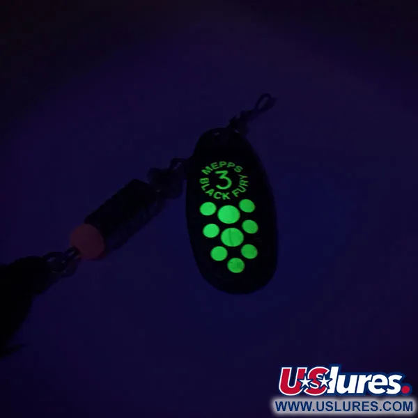 Mepps Black Fury 3 Dressed Cucharilla, Black/Chartreuse, 7.3g, #8815