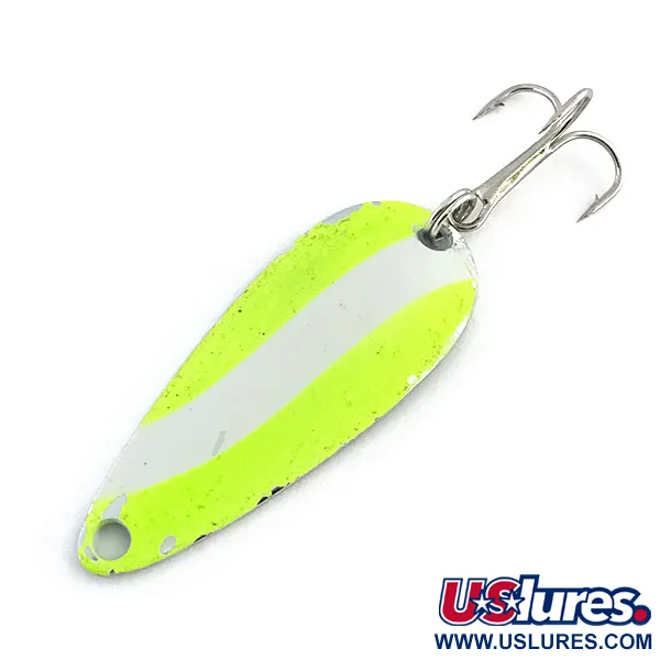 Worth Chippewa Steel Spoon UV Cucharilla, Chartreuse/Blanco/Níquel, 6g, #9026