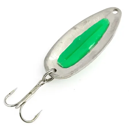 Nebco Pixee UV Cucharilla, Níquel Martilleado/Verde, 14g, Hueva UV, #9050