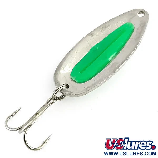 Nebco Pixee UV Cucharilla, Níquel Martilleado/Verde, 14g, Hueva UV, #9050