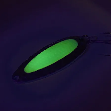 Nebco Pixee UV Cucharilla, Níquel Martilleado/Verde, 14g, Hueva UV, #9050