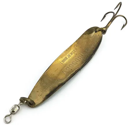 Luhr Jensen Krocodile Die #4 Cucharilla, Verde/Latón, 14g, Vintage, #9055