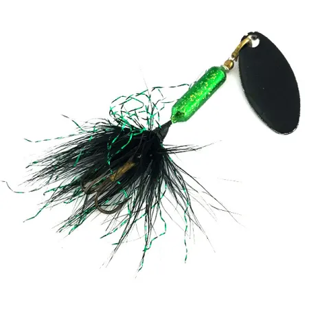 Worden’s Original Rooster Tail Cucharilla, Negro / Verde, 3.6g, #9094