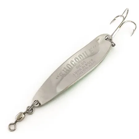 Luhr Jensen Krocodile Die #4 Glow Cucharilla, Blanco/Verde, 14g, #9136