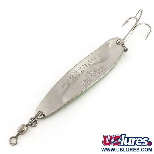 Luhr Jensen Krocodile Die #4 Glow Cucharilla, Blanco/Verde, 14g, #9136